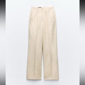 Zara high rise cream trousers
